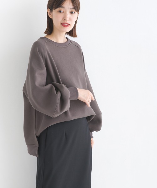 OMNES（オムネス）の「裏起毛ボリューム袖プルオーバー長袖（Tシャツ/カットソー・レディース・アイボリー/ブルーグレー/カーキ/チャコールグレー・FREE）」の20枚目の写真