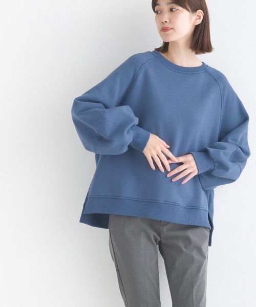 OMNES（オムネス）の「裏起毛ボリューム袖プルオーバー長袖（Tシャツ/カットソー・レディース・アイボリー/ブルーグレー/カーキ/チャコールグレー・FREE）」の21枚目の写真
