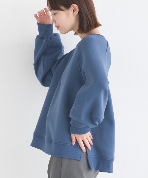 OMNES（オムネス）の「裏起毛ボリューム袖プルオーバー長袖（Tシャツ/カットソー・レディース・アイボリー/ブルーグレー/カーキ/チャコールグレー・FREE）」の22枚目の写真