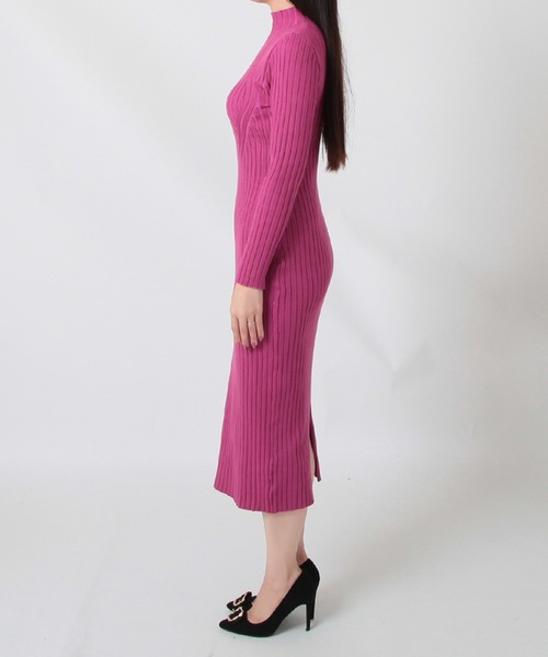 セール】ロング丈 ハイネック ニットタイトワンピース（ワンピース