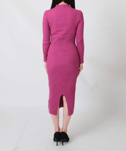 ロング丈 ハイネック ニットタイトワンピース（ワンピース）｜JULIA