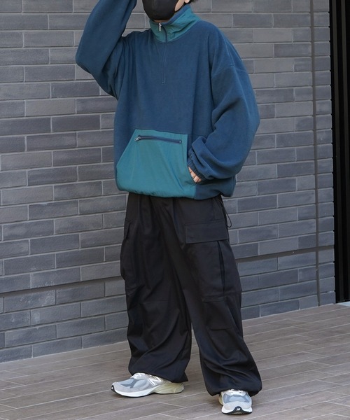 ILL'S（イルズ）の「ビッグシルエット ハーフジップ ボリュームアノラックプルオーバー フリーストラックジャケット ブルゾン ドロスト【ILL'S】（ブルゾン・メンズ・グリーン/ブラック系その他/グリーン系その他/ブラック/ホワイト/グレー系その他・L/M）」の7枚目の写真