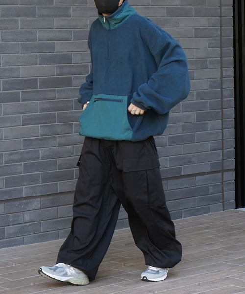 ILL'S（イルズ）の「ビッグシルエット ハーフジップ ボリュームアノラックプルオーバー フリーストラックジャケット ブルゾン ドロスト【ILL'S】（ブルゾン・メンズ・グリーン/ブラック系その他/グリーン系その他/ブラック/ホワイト/グレー系その他・L/M）」の10枚目の写真