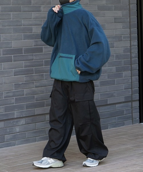 ILL'S（イルズ）の「ビッグシルエット ハーフジップ ボリュームアノラックプルオーバー フリーストラックジャケット ブルゾン ドロスト【ILL'S】（ブルゾン・メンズ・グリーン/ブラック系その他/グリーン系その他/ブラック/ホワイト/グレー系その他・L/M）」の11枚目の写真