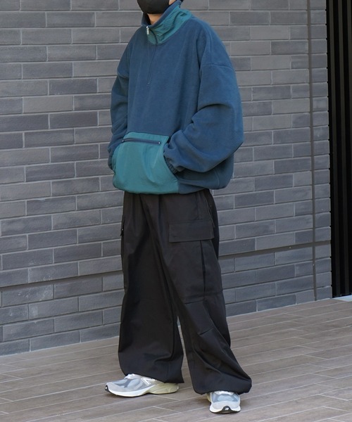 ILL'S（イルズ）の「ビッグシルエット ハーフジップ ボリュームアノラックプルオーバー フリーストラックジャケット ブルゾン ドロスト【ILL'S】（ブルゾン・メンズ・グリーン/ブラック系その他/グリーン系その他/ブラック/ホワイト/グレー系その他・L/M）」の13枚目の写真