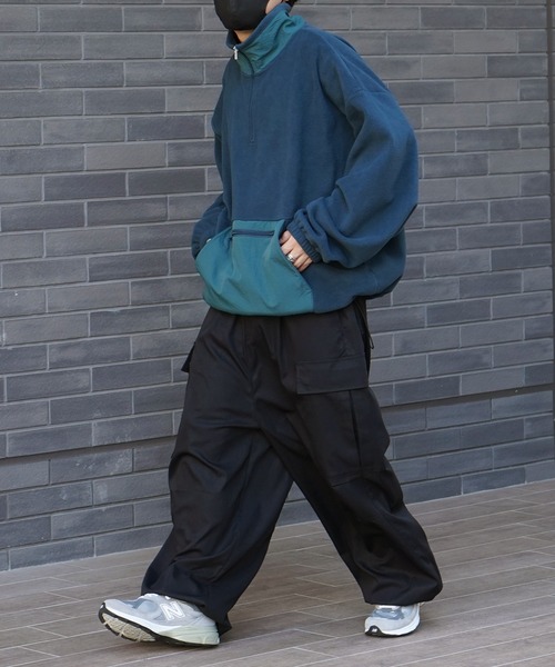 ILL'S（イルズ）の「ビッグシルエット ハーフジップ ボリュームアノラックプルオーバー フリーストラックジャケット ブルゾン ドロスト【ILL'S】（ブルゾン・メンズ・グリーン/ブラック系その他/グリーン系その他/ブラック/ホワイト/グレー系その他・L/M）」の8枚目の写真