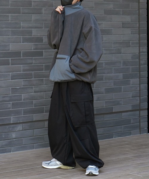 ILL'S（イルズ）の「ビッグシルエット ハーフジップ ボリュームアノラックプルオーバー フリーストラックジャケット ブルゾン ドロスト【ILL'S】（ブルゾン・メンズ・グリーン/ブラック系その他/グリーン系その他/ブラック/ホワイト/グレー系その他・L/M）」の22枚目の写真