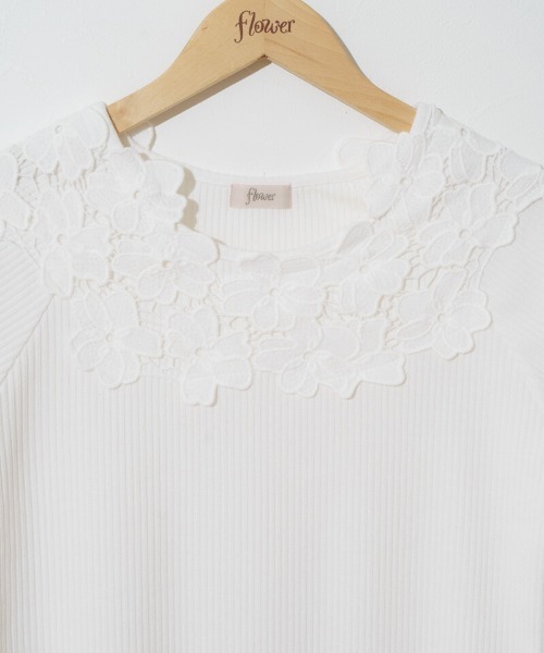 flower(フラワー)の「ブロッサムトップ(Tシャツ/カットソー・レディース・ブラウン/ホワイト・FREE)」の6枚目の写真