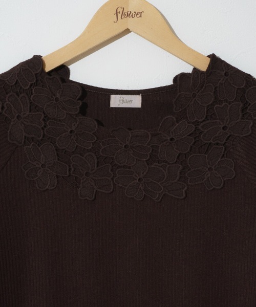 flower(フラワー)の「ブロッサムトップ(Tシャツ/カットソー・レディース・ブラウン/ホワイト・FREE)」の9枚目の写真