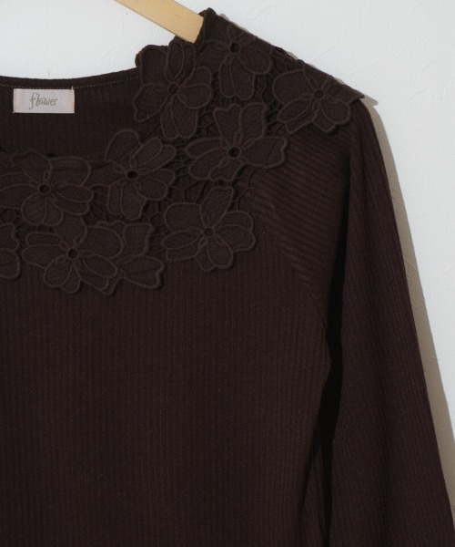 flower(フラワー)の「ブロッサムトップ(Tシャツ/カットソー・レディース・ブラウン/ホワイト・FREE)」の10枚目の写真