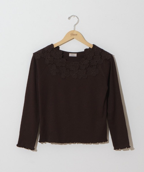 flower(フラワー)の「ブロッサムトップ(Tシャツ/カットソー・レディース・ブラウン/ホワイト・FREE)」の19枚目の写真