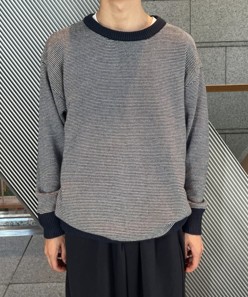 BROKEN BASE(ブロークンベース)の「7Gジグザグニット(ニット/セーター・メンズ・ネイビー/ブラウン・LARGE/MEDIUM)」の2枚目の写真