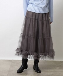 OPAQUE.CLIP | 裾フリルチュールティアードスカート【洗濯機洗い可】(スカート)