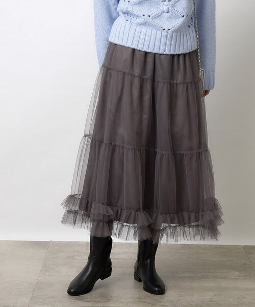 ［新品☆タグ付］TO BE CHIC 裾フリルスカート　40 OPAQUE.CLIP（オペークドットクリップ）の「◇裾フリルチュール