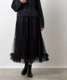 OPAQUE.CLIP | 裾フリルチュールティアードスカート【洗濯機洗い可】(スカート)