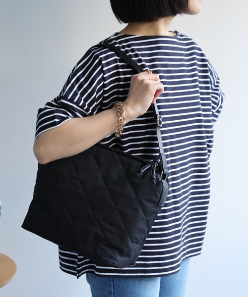 セール】【マチあり/長さ調整可能】キルティングショルダーバッグ