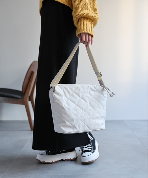 セール】【マチあり/長さ調整可能】キルティングショルダーバッグ