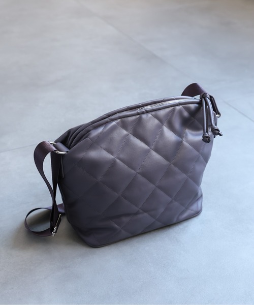 セール】【マチあり/長さ調整可能】キルティングショルダーバッグ