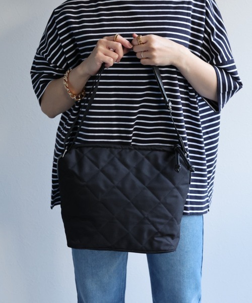 セール】【マチあり/長さ調整可能】キルティングショルダーバッグ