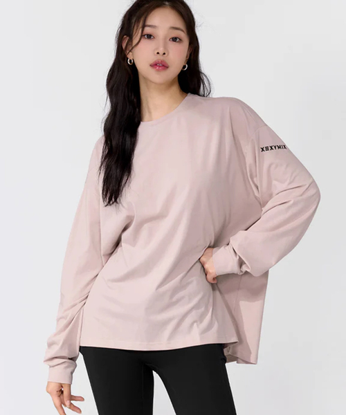 XEXYMIX（ゼクシィミックス）の「【XEXYMIX】ルーズフィット長袖Tシャツ（Tシャツ/カットソー・レディース・ホワイト/ブラック/グレー/ピンク・FREE）」の4枚目の写真