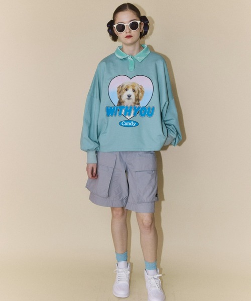 Candy Stripper（キャンディストリッパー）の「WITH YOU POLO トップス（ポロシャツ・レディース・ミント/ブルー/ブラック・2）」の5枚目の写真