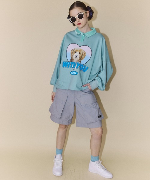 Candy Stripper（キャンディストリッパー）の「WITH YOU POLO トップス（ポロシャツ・レディース・ミント/ブルー/ブラック・2）」の8枚目の写真