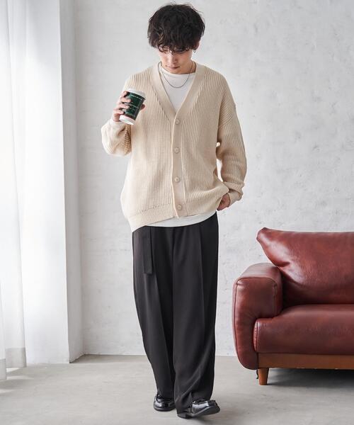 WEGO（ウィゴー）の「WEGO/オーバーフィットカーディガン（カーディガン/ボレロ・メンズ・ライトグレー/ホワイト/ブラック・MEDIUM/LARGE）」の5枚目の写真