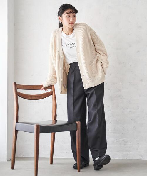 WEGO（ウィゴー）の「WEGO/オーバーフィットカーディガン（カーディガン/ボレロ・メンズ・ライトグレー/ホワイト/ブラック・MEDIUM/LARGE）」の6枚目の写真