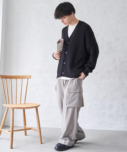 WEGO（ウィゴー）の「WEGO/オーバーフィットカーディガン（カーディガン/ボレロ・メンズ・ライトグレー/ホワイト/ブラック・MEDIUM/LARGE）」の7枚目の写真
