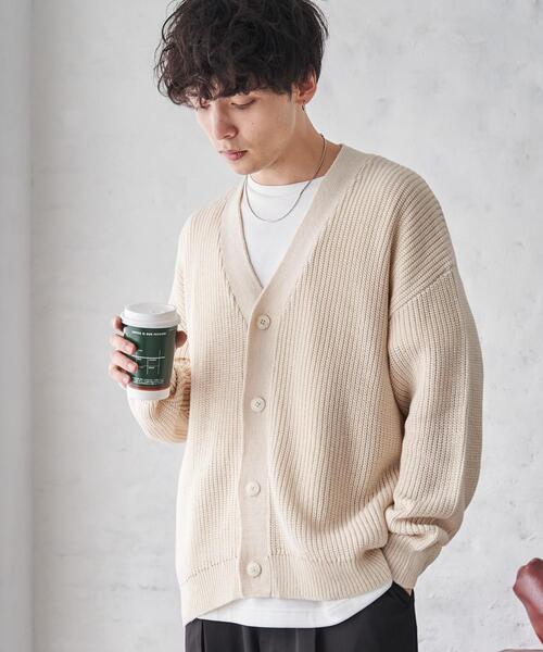 WEGO（ウィゴー）の「WEGO/オーバーフィットカーディガン（カーディガン/ボレロ・メンズ・ライトグレー/ホワイト/ブラック・MEDIUM/LARGE）」の16枚目の写真