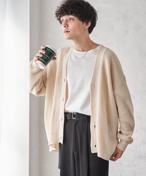 WEGO（ウィゴー）の「WEGO/オーバーフィットカーディガン（カーディガン/ボレロ・メンズ・ライトグレー/ホワイト/ブラック・MEDIUM/LARGE）」の18枚目の写真