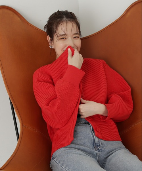 N.（N. Natural Beauty Basic）（エヌエヌナチュラルビューティーベーシック）の「◆前後２ＷＡＹ畦ニットカーディガン（カーディガン/ボレロ・レディース・ブラック/グレー/レッド・MEDIUM）」の19枚目の写真