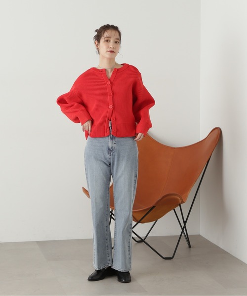 N.（N. Natural Beauty Basic）（エヌエヌナチュラルビューティーベーシック）の「◆前後２ＷＡＹ畦ニットカーディガン（カーディガン/ボレロ・レディース・ブラック/グレー/レッド・MEDIUM）」の21枚目の写真