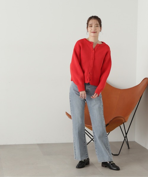 N.（N. Natural Beauty Basic）（エヌエヌナチュラルビューティーベーシック）の「◆前後２ＷＡＹ畦ニットカーディガン（カーディガン/ボレロ・レディース・ブラック/グレー/レッド・MEDIUM）」の22枚目の写真