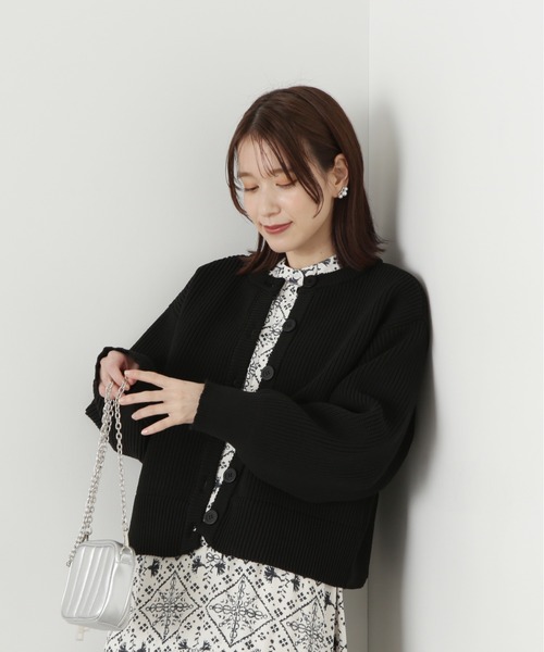 N.（N. Natural Beauty Basic）（エヌエヌナチュラルビューティーベーシック）の「◆前後２ＷＡＹ畦ニットカーディガン（カーディガン/ボレロ・レディース・ブラック/グレー/レッド・MEDIUM）」の9枚目の写真