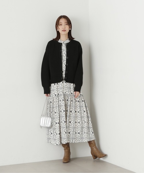 N.（N. Natural Beauty Basic）（エヌエヌナチュラルビューティーベーシック）の「◆前後２ＷＡＹ畦ニットカーディガン（カーディガン/ボレロ・レディース・ブラック/グレー/レッド・MEDIUM）」の6枚目の写真