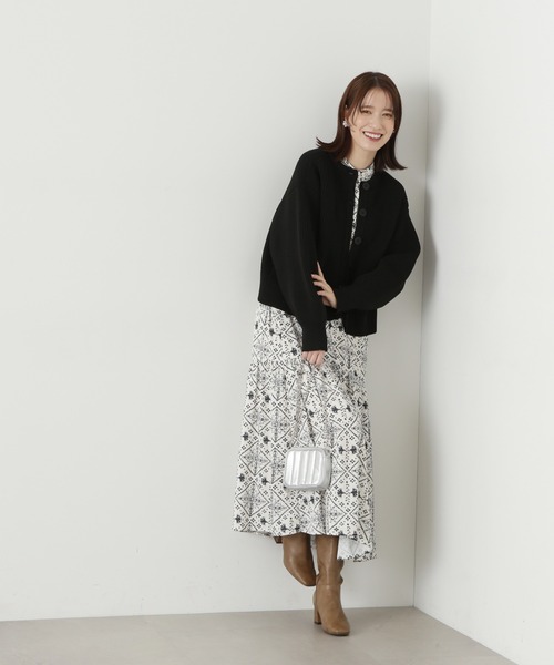 N.（N. Natural Beauty Basic）（エヌエヌナチュラルビューティーベーシック）の「◆前後２ＷＡＹ畦ニットカーディガン（カーディガン/ボレロ・レディース・ブラック/グレー/レッド・MEDIUM）」の8枚目の写真