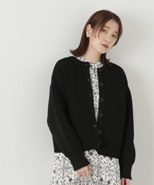 N.（N. Natural Beauty Basic）（エヌエヌナチュラルビューティーベーシック）の「◆前後２ＷＡＹ畦ニットカーディガン（カーディガン/ボレロ・レディース・ブラック/グレー/レッド・MEDIUM）」の5枚目の写真