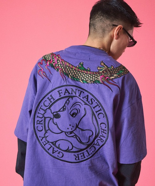 GALFY（ガルフィー）の「【GALFY/ガルフィー】ちょいYABA レイヤードロンTee（Tシャツ/カットソー・メンズ・ブラック/パープル/ベージュ・XL/L）」の3枚目の写真