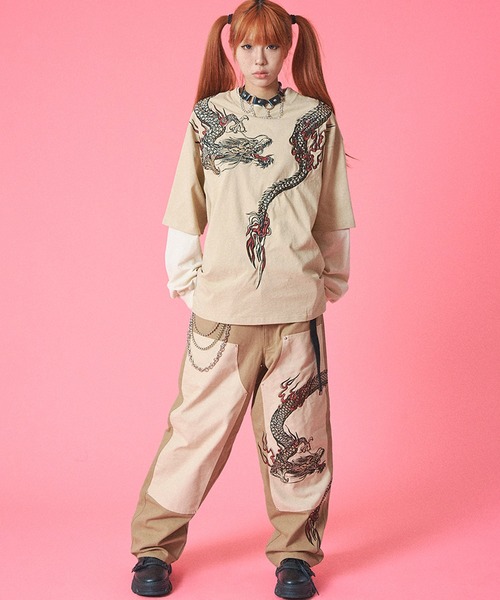 GALFY（ガルフィー）の「【GALFY/ガルフィー】ちょいYABA レイヤードロンTee（Tシャツ/カットソー・メンズ・ブラック/パープル/ベージュ・XL/L）」の15枚目の写真