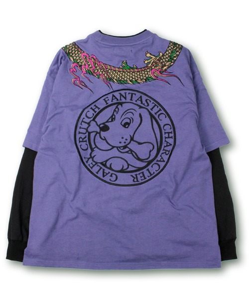 GALFY（ガルフィー）の「【GALFY/ガルフィー】ちょいYABA レイヤードロンTee（Tシャツ/カットソー・メンズ・ブラック/パープル/ベージュ・XL/L）」の9枚目の写真