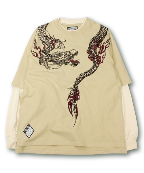 GALFY（ガルフィー）の「【GALFY/ガルフィー】ちょいYABA レイヤードロンTee（Tシャツ/カットソー・メンズ・ブラック/パープル/ベージュ・XL/L）」の5枚目の写真