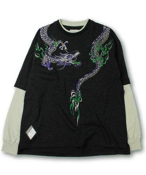 GALFY（ガルフィー）の「【GALFY/ガルフィー】ちょいYABA レイヤードロンTee（Tシャツ/カットソー・メンズ・ブラック/パープル/ベージュ・XL/L）」の4枚目の写真