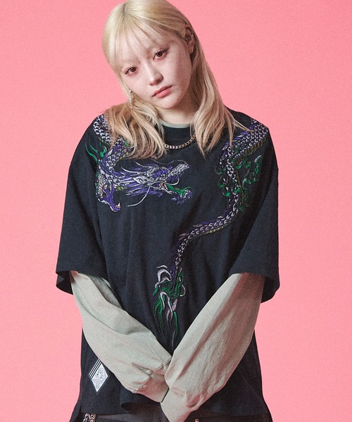 GALFY（ガルフィー）の「【GALFY/ガルフィー】ちょいYABA レイヤードロンTee（Tシャツ/カットソー・メンズ・ブラック/パープル/ベージュ・XL/L）」の17枚目の写真