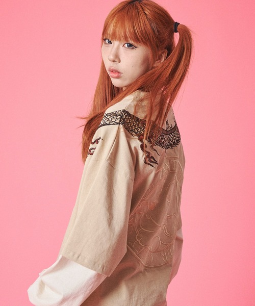 GALFY（ガルフィー）の「【GALFY/ガルフィー】ちょいYABA レイヤードロンTee（Tシャツ/カットソー・メンズ・ブラック/パープル/ベージュ・XL/L）」の18枚目の写真