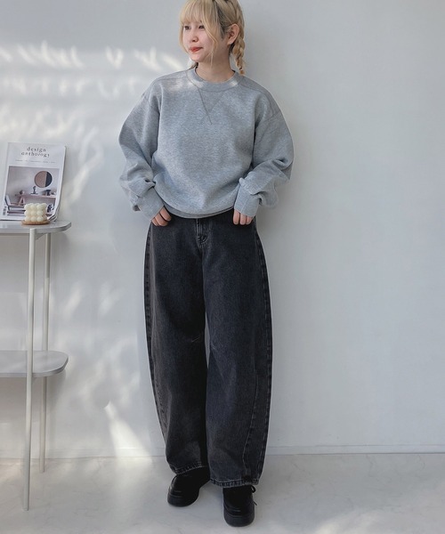 AS KNOW AS plus(アズノゥアズプラス)の「◎スウェットライクボリュームスリーブニットプルオーバー(ニット/セーター・レディース・ネイビー/イエロー/ライトグリーン/杢グレー・FREE)」の11枚目の写真