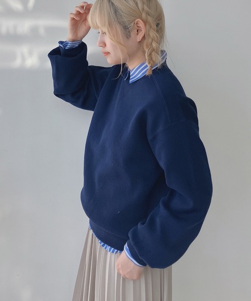 AS KNOW AS plus(アズノゥアズプラス)の「◎スウェットライクボリュームスリーブニットプルオーバー(ニット/セーター・レディース・ネイビー/イエロー/ライトグリーン/杢グレー・FREE)」の19枚目の写真