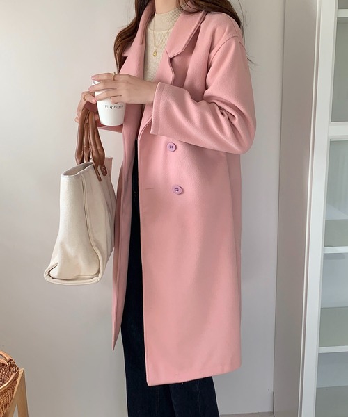 SHEPP（シープ）の「ロング チェスターコート（チェスターコート・レディース・アイボリー/ピンク/ベージュ/グレー/ブラック・L/XL/M）」の6枚目の写真