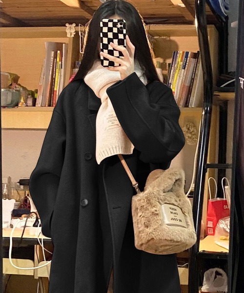 SHEPP（シープ）の「ロング チェスターコート（チェスターコート・レディース・アイボリー/ピンク/ベージュ/グレー/ブラック・L/XL/M）」の12枚目の写真