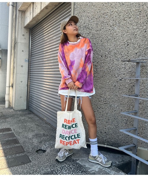 anap mimpi（アナップミンピ）の「タイダイ レイヤード風 裏毛 スウェット トレーナー（スウェット・レディース・ブルー/オレンジ・FREE）」の5枚目の写真